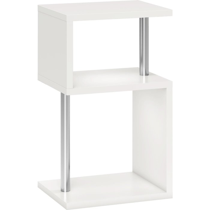 Mesa auxiliar homcom mdf, aluminio blanco brillante 44x38x75 cm 83b-175v00wt