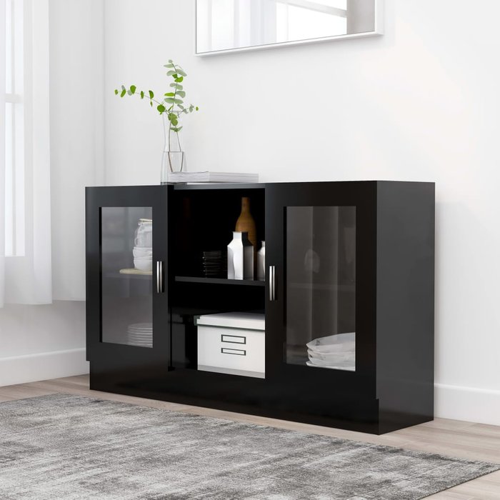 Maison exclusive - vitrina de madera contrachapada negro 120x30,5x70 cm
