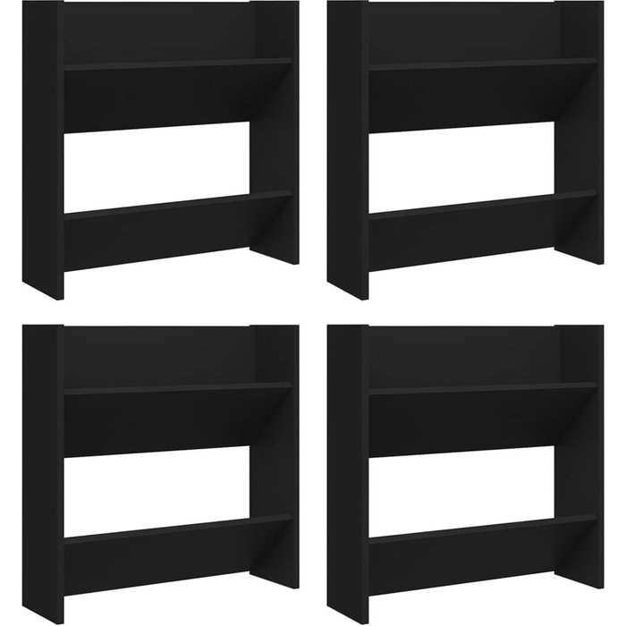 Zapateros de pared 4 uds madera contrachapada negro 60x18x60 cm - comfortxl