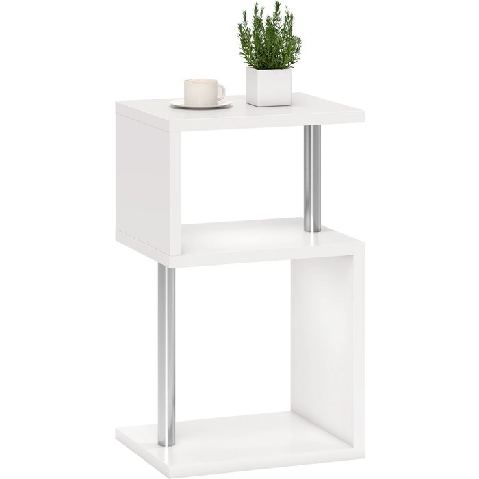 Mesa auxiliar led 3 niveles forma s blanca 44x38x75cm aluminio moderna