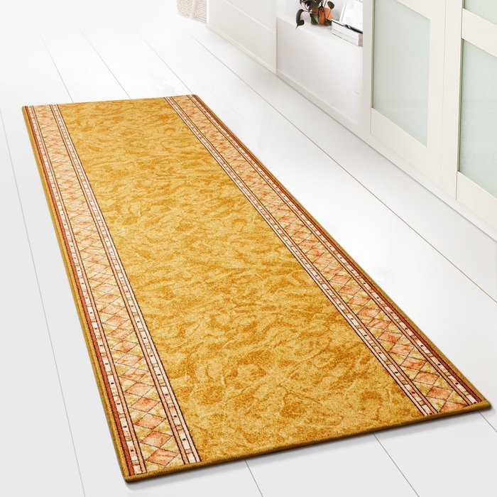 Corredor de pasillo con lazos finos, rügen beige 80 x 450 cm