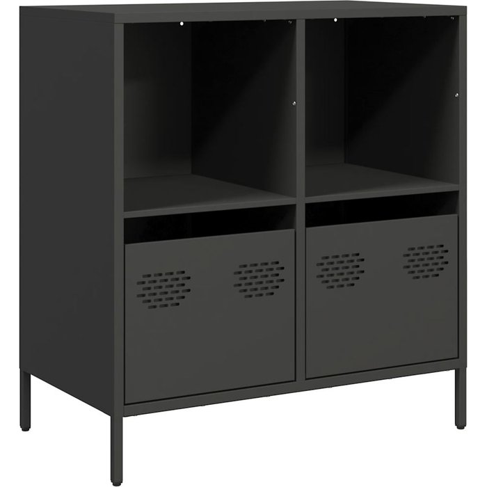 Aparador de acero laminado en frío negro 68x39x73,5 cm - comfortxl