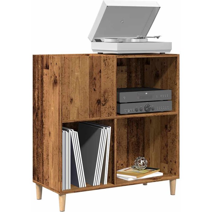 Mueble para discos de madera antigua 84,5x38x89 cm madera de ingeniería