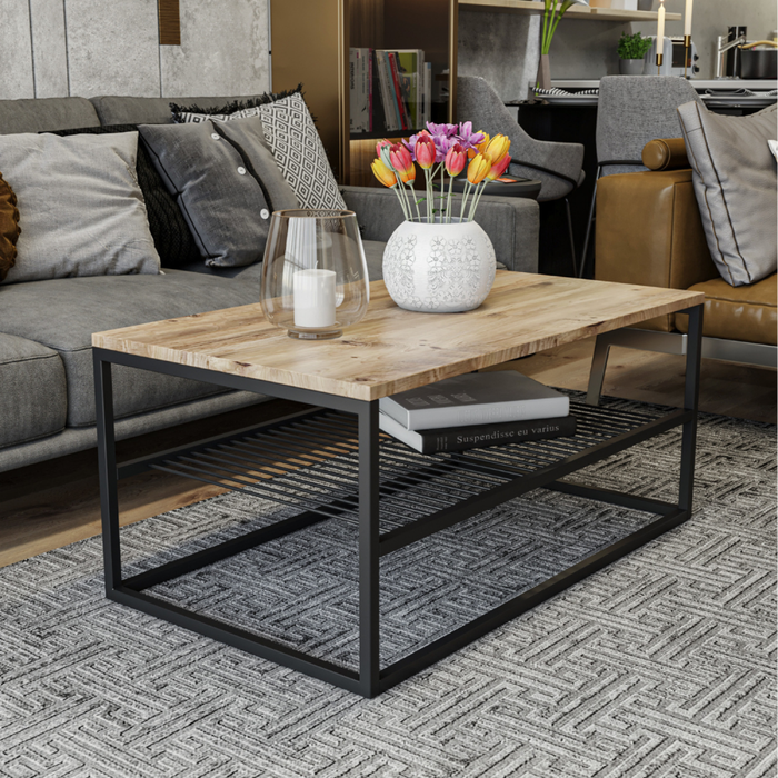 Factory mesa de centro industrial con estante