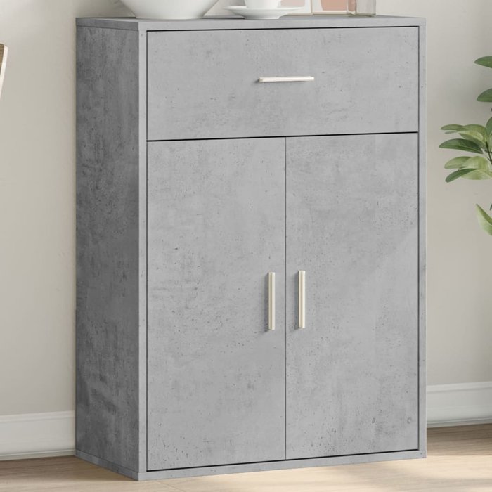 Aparador gris cemento 60x30x84 cm madera contrachapada