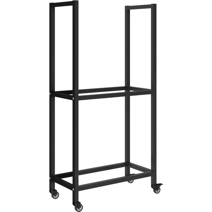 Leñero interior outsunny, acero, 60 x 30 x 119 cm, 2 niveles, con ruedas, negro