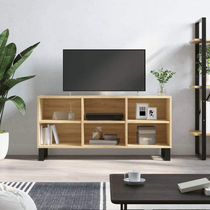 Mueble de tv madera de ingeniería roble sonoma 103,5x30x50 cm - comfortxl