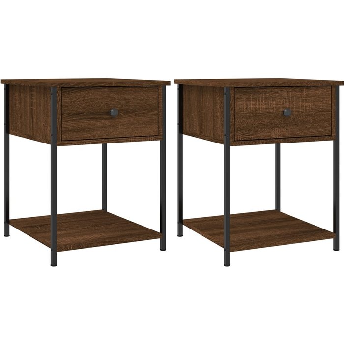 Mesitas noche 2 uds madera ingeniería marrón roble 44x45x58 cm - comfortxl
