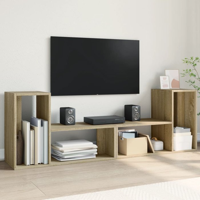 Mueble tv 2 piezas roble sonoma 75x30x50 cm madera contrachapada