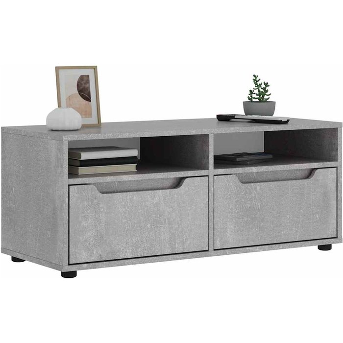 Mueble tv visnes gris hormigón 100x40x38 cm madera ingeniería