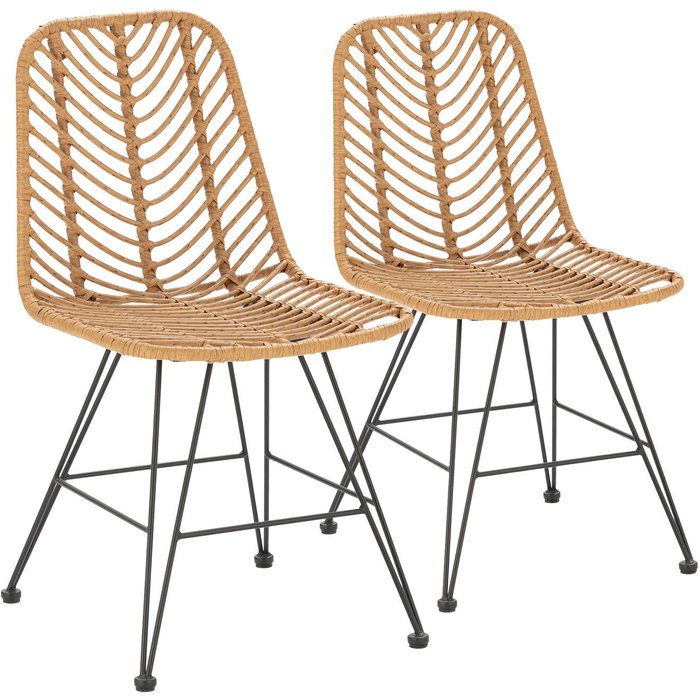 Pack 2 sillas de comedor o jardín emi ratan/negro