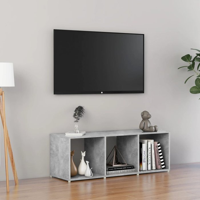 Mueble tv gris cemento 107x35x37 cm madera contrachapada
