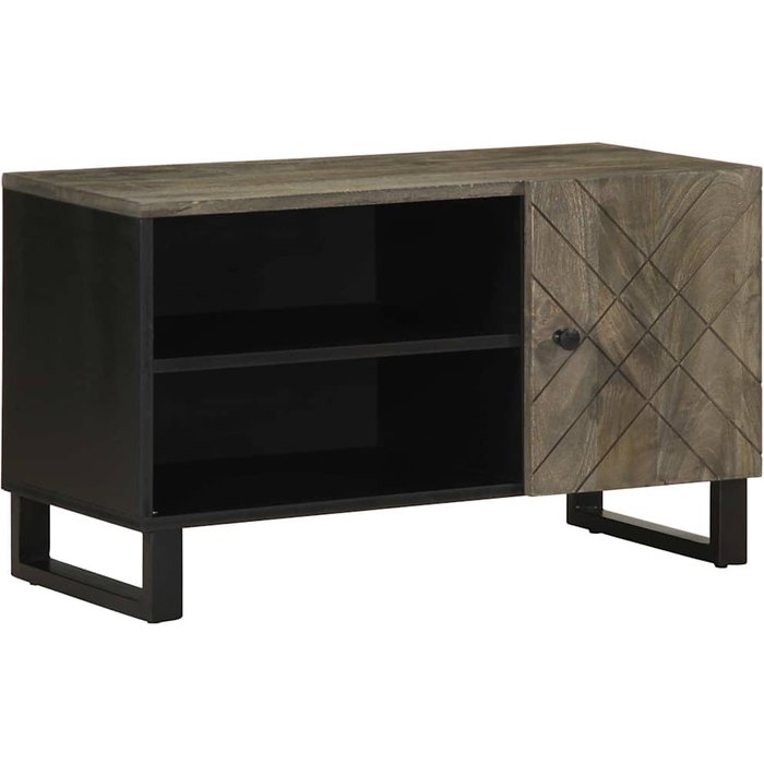 Maison exclusive - mueble de tv madera maciza de mango negro 80x33x46 cm