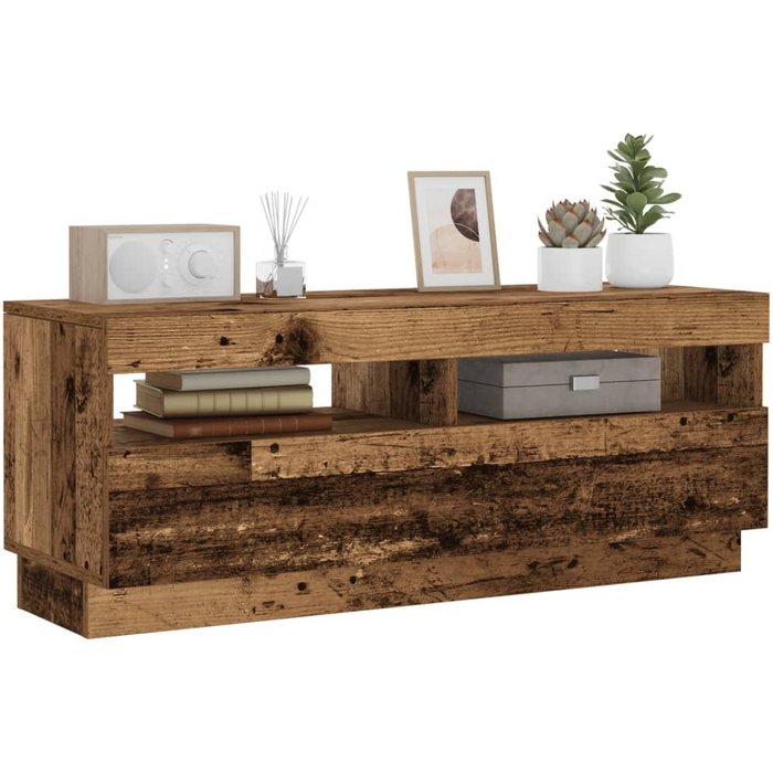 Vidaxl mueble tv luces led madera ingeniería envejecida 100x35x40 cm