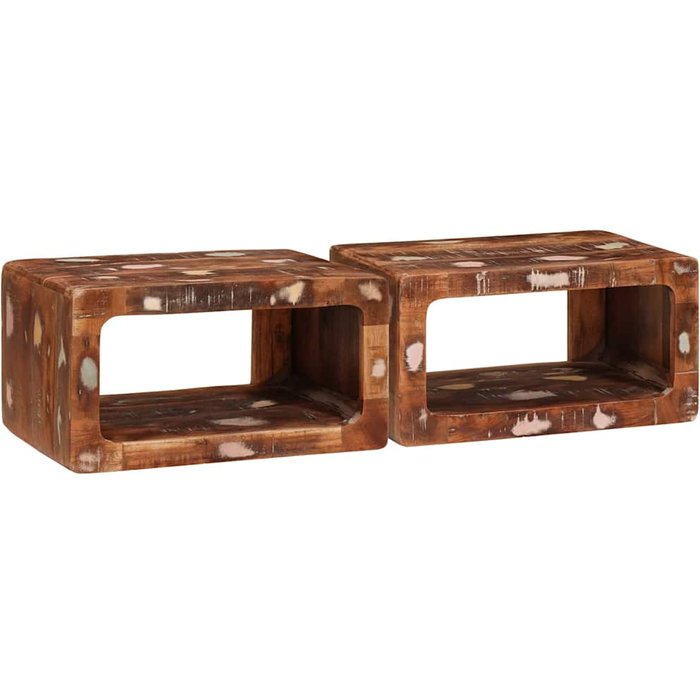 Mesita de noche 2 pcs marrón madera sólida recuperada vidaxl