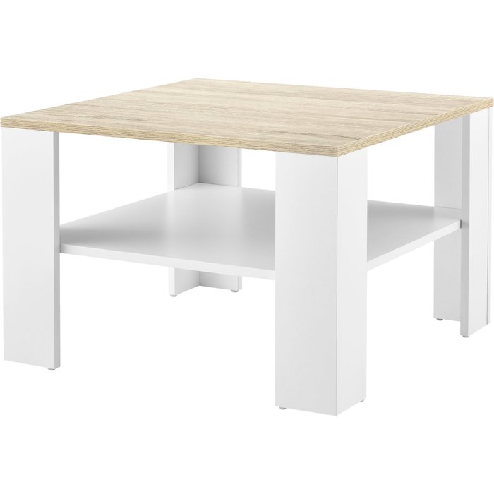 Mesa de centro 60 x 60 x 40 cm efecto blanco y roble 03_0008432