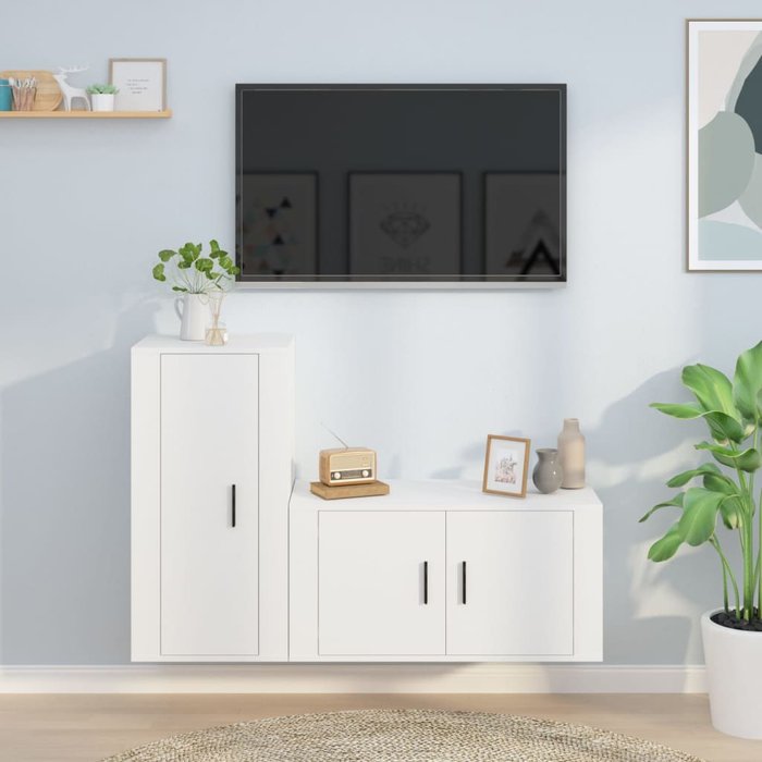 Vidaxl set de muebles de tv 2 piezas madera contrachapada blanco