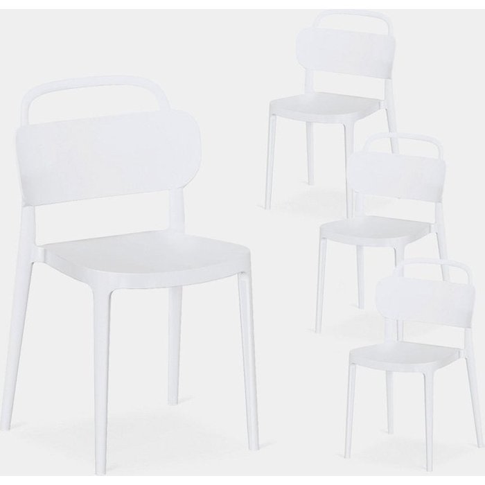 Packs 4 sillas polipropileno blanco 47 x 78 cm