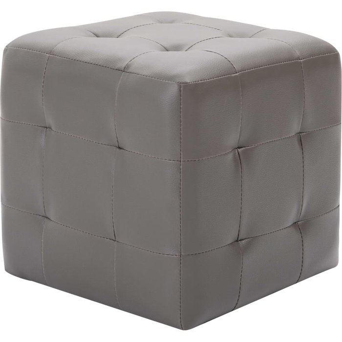 2 uds mesitas de noche gris 30x30x30 cm polipiel