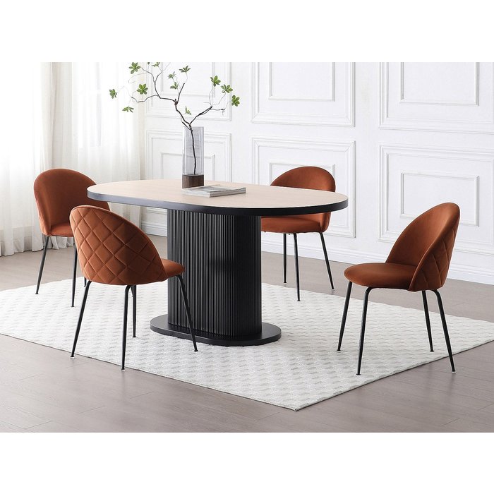 Lote de 2 sillas de pana y acero inoxidable negro - terracota - melbourne