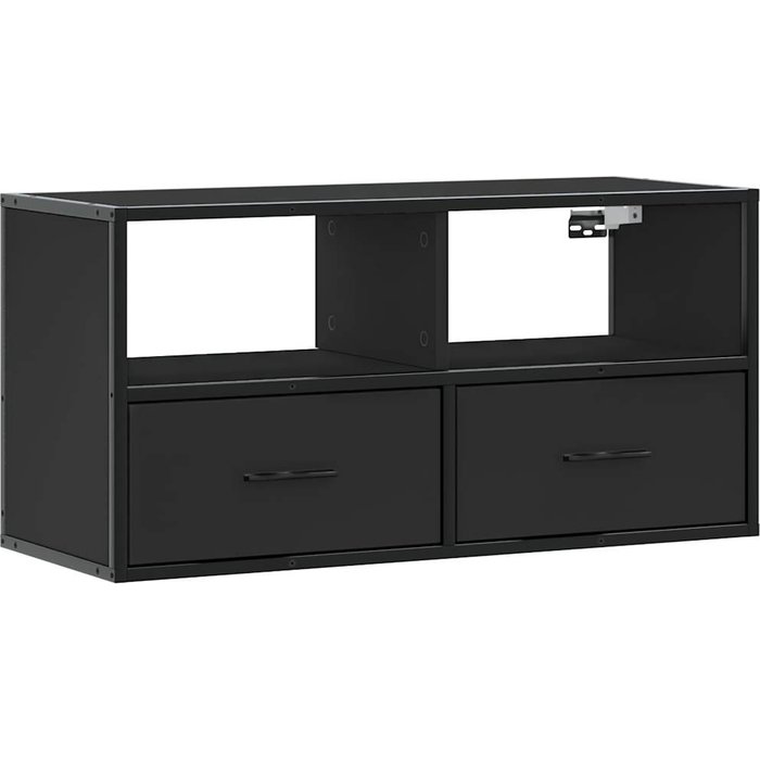 Mueble tv de metal negro y madera compuesta 80x31x39,5 cm - comfortxl
