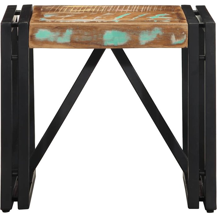 Mesa de centro multicolor 40x40x35 cm en madera maciza reciclada - comfortxl