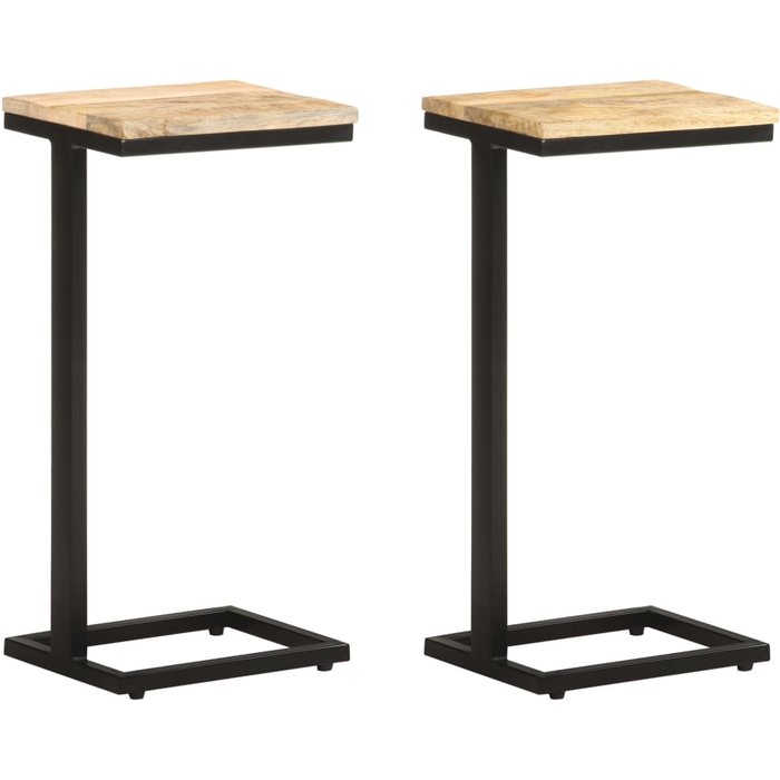 Mesitas auxiliares 2 unidades madera mango rugosa 31,5x24,5x64,5 cm