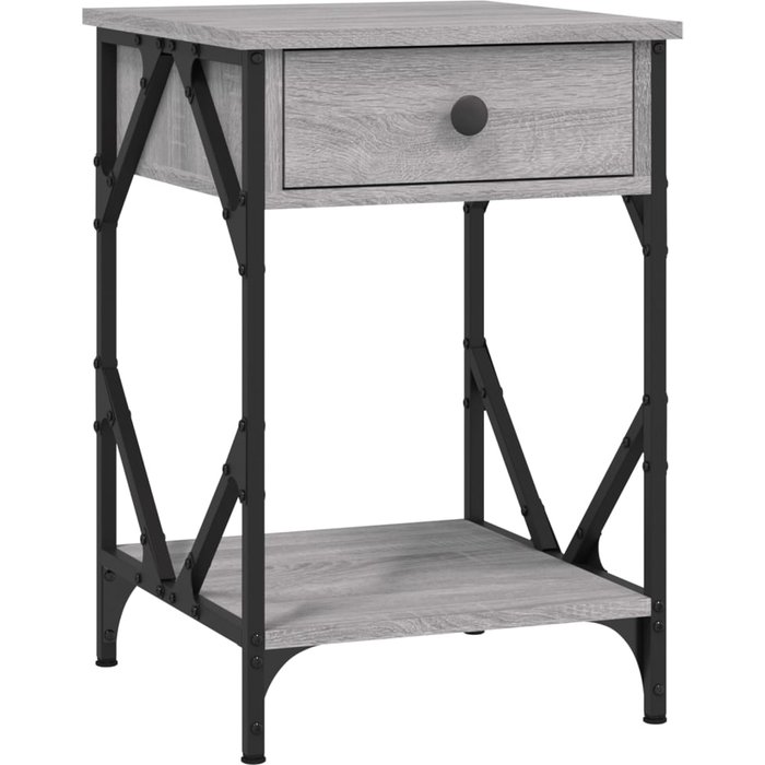 Mesita de noche gris sonoma 40x42x60 cm de madera contrachapada