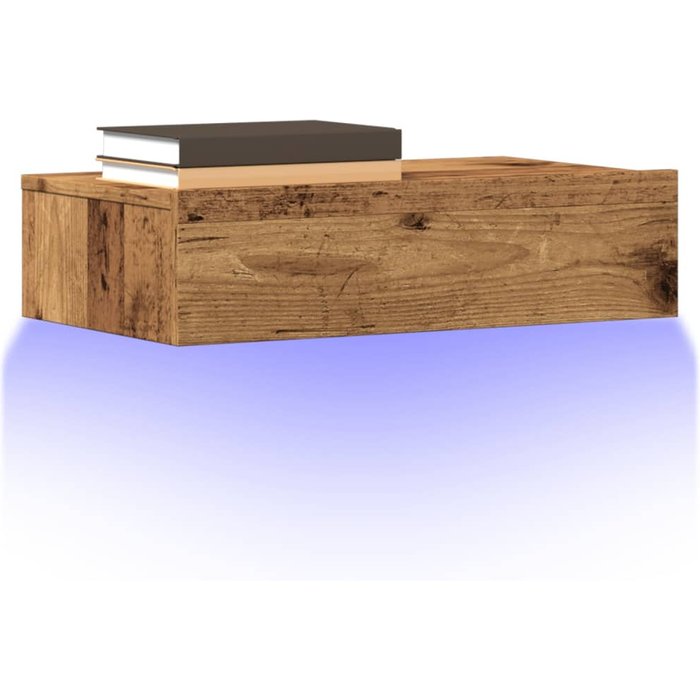 Muebles tv con luces led 2 uds madera envejecida 60x35x15,5 cm