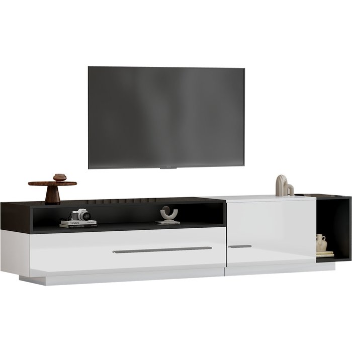Mueble tv brillo 170cm apto 70 cajón puerta nicho diseño moderno salón