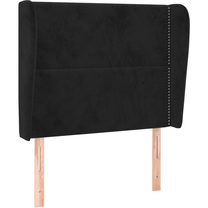 Cabecero cama - mueble cabecero con orejas de terciopelo negro 83x23x118/128 cm