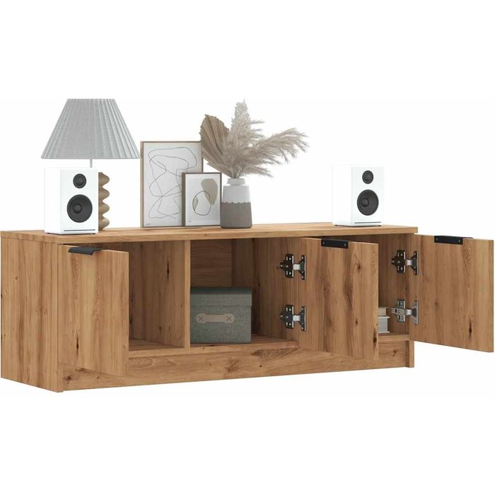 Mueble tv artesanal roble 102x35x36,5 cm madera contrachapada