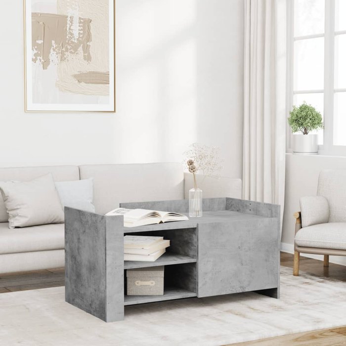 Vidaxl mesa de centro madera de ingeniería gris hormigón 100x50x50 cm