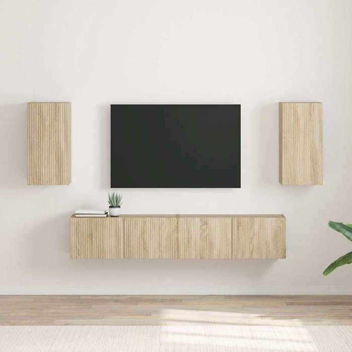 Mueble de tv de pared sonoma de 2 piezas, 30 x 31 x 60 cm, madera de ingeniería