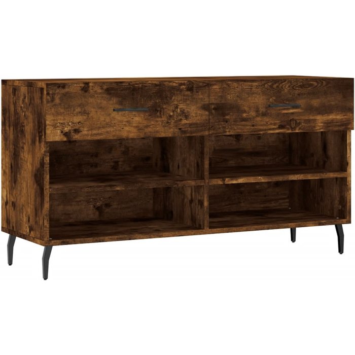 Banco zapatero de madera laminada de roble ahumado 102x35x55 cm - comfortxl