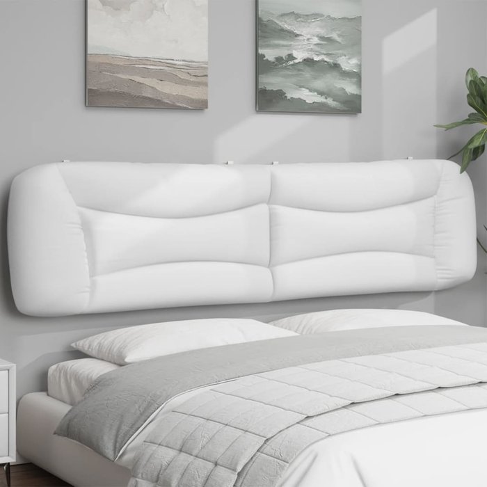 Cabecero de cama acolchado hvar cuero sintético blanco 200 cm