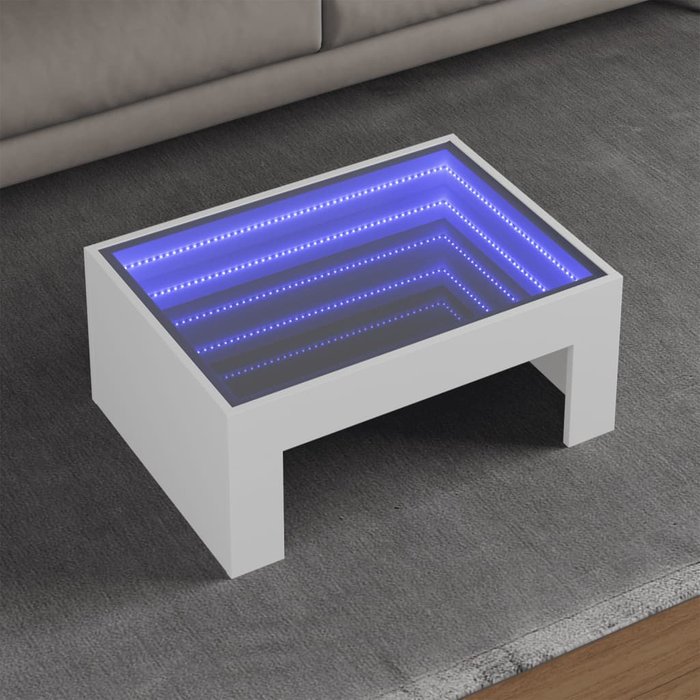 Mesa de centro con infinity led blanco 70x50x30 cm