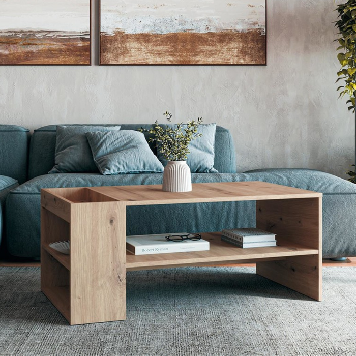 Mesa de centro rectangular 100 x 55 cm de roble artesanal lorie