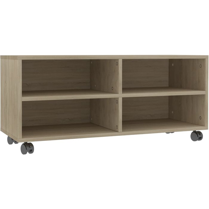 Mueble de tv con ruedas, contrachapado color roble, 90x35x35cm - comfortxl