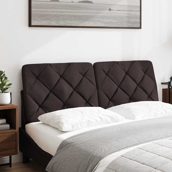 Cabecero de cama acolchado tela marrón oscuro 140 cm - comfortxl