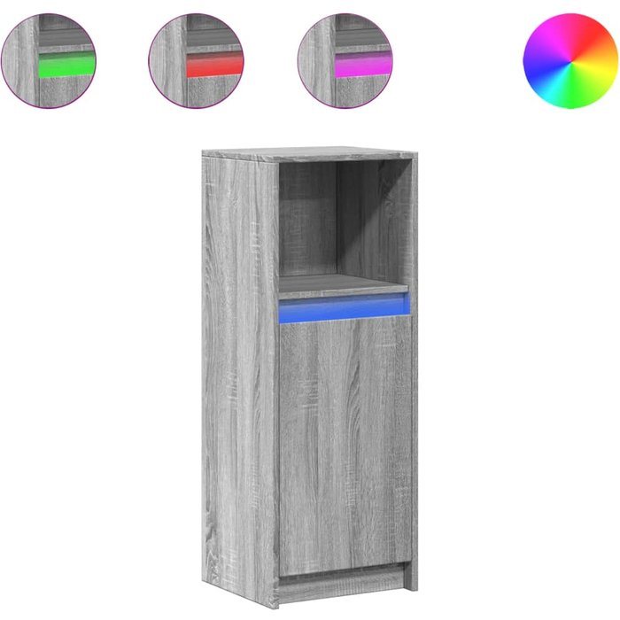 Aparador con led madera de ingeniería gris sonoma 38x34x100 cm - comfortxl