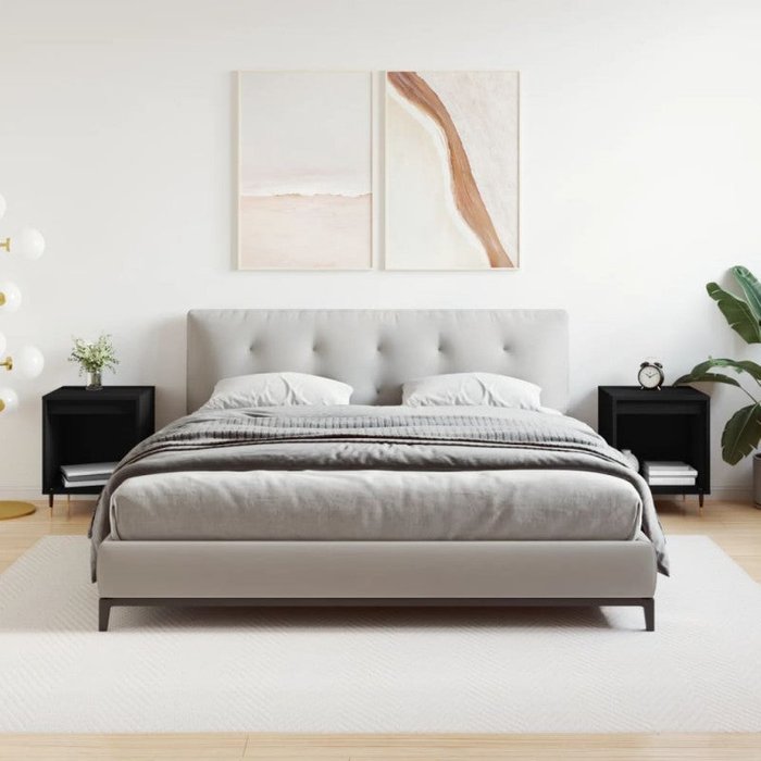 Vidaxl mesitas de noche 2 uds madera de ingeniería negro 40x35x50 cm