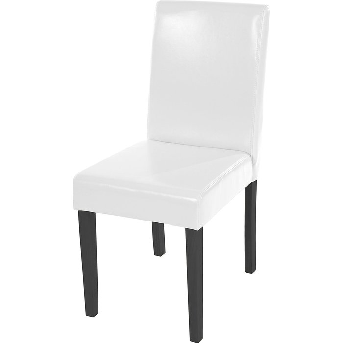Silla de comedor littau, silla de cocina silla, polipiel ~ blanca, patas oscuras