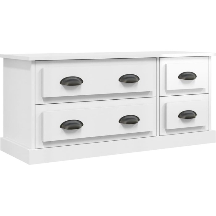 Mueble tv de contrachapado blanco brillo 100x35,5x45 cm - comfortxl