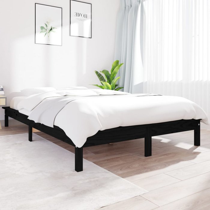 Estructura de cama de madera maciza pino negra 150x200 cm vidaxl