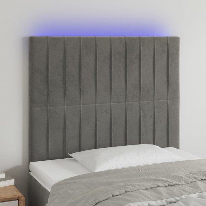 Cabecero led gris claro 100x5x118/128 cm terciopelo