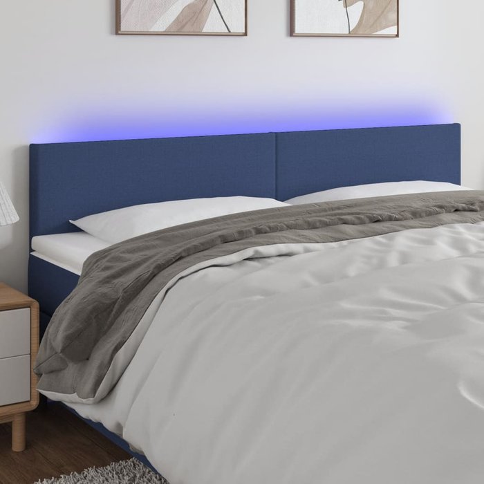 Maison exclusive - cabecero con led de tela azul 160x5x78/88 cm