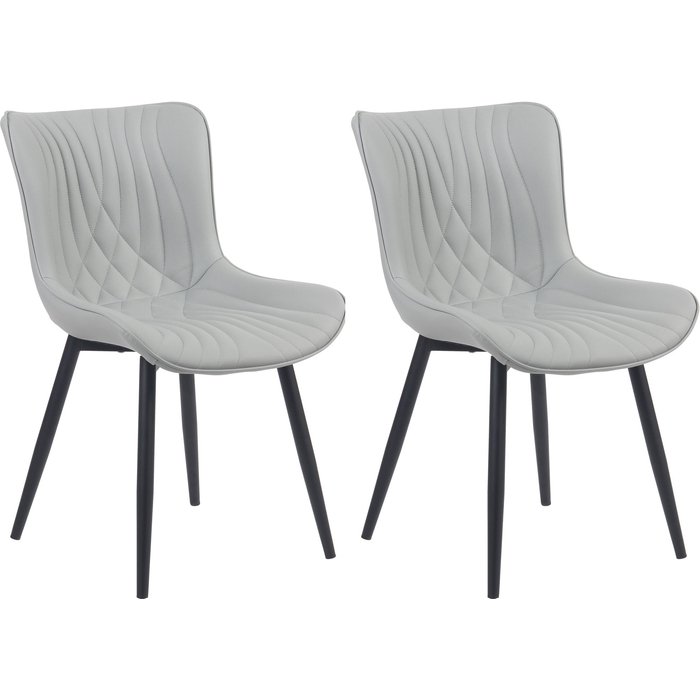 Juego de 2 sillas brady de piel sintética gris.