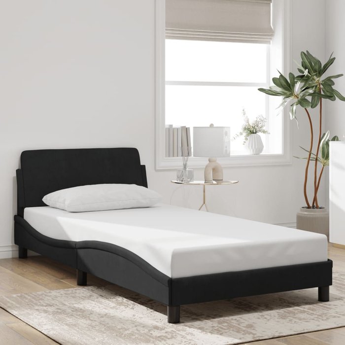 Estructura de cama dover terciopelo negro 100x200 cm