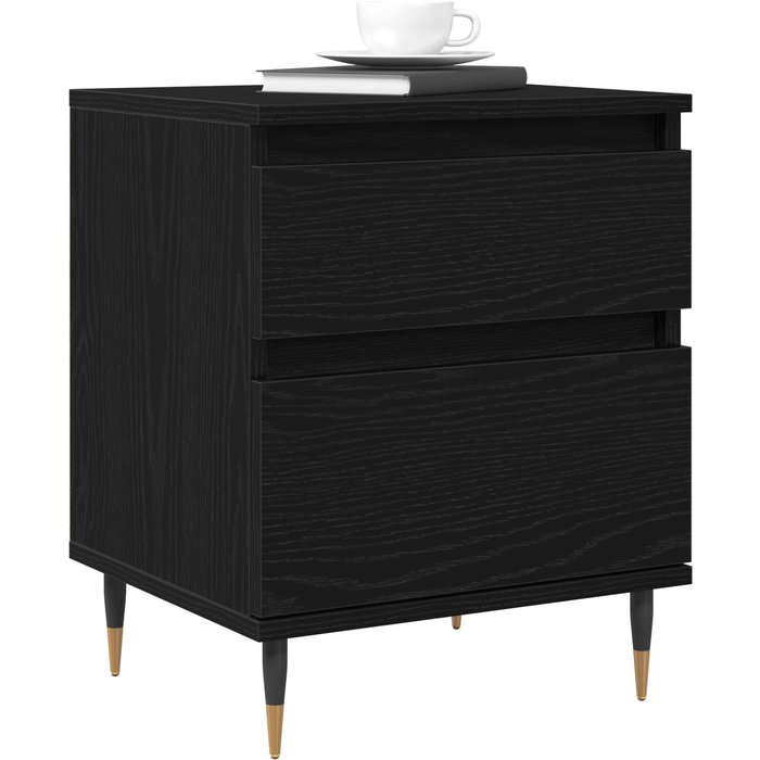 Vidaxl mesitas de noche 2 uds madera ingeniería roble negro 40x35x50cm